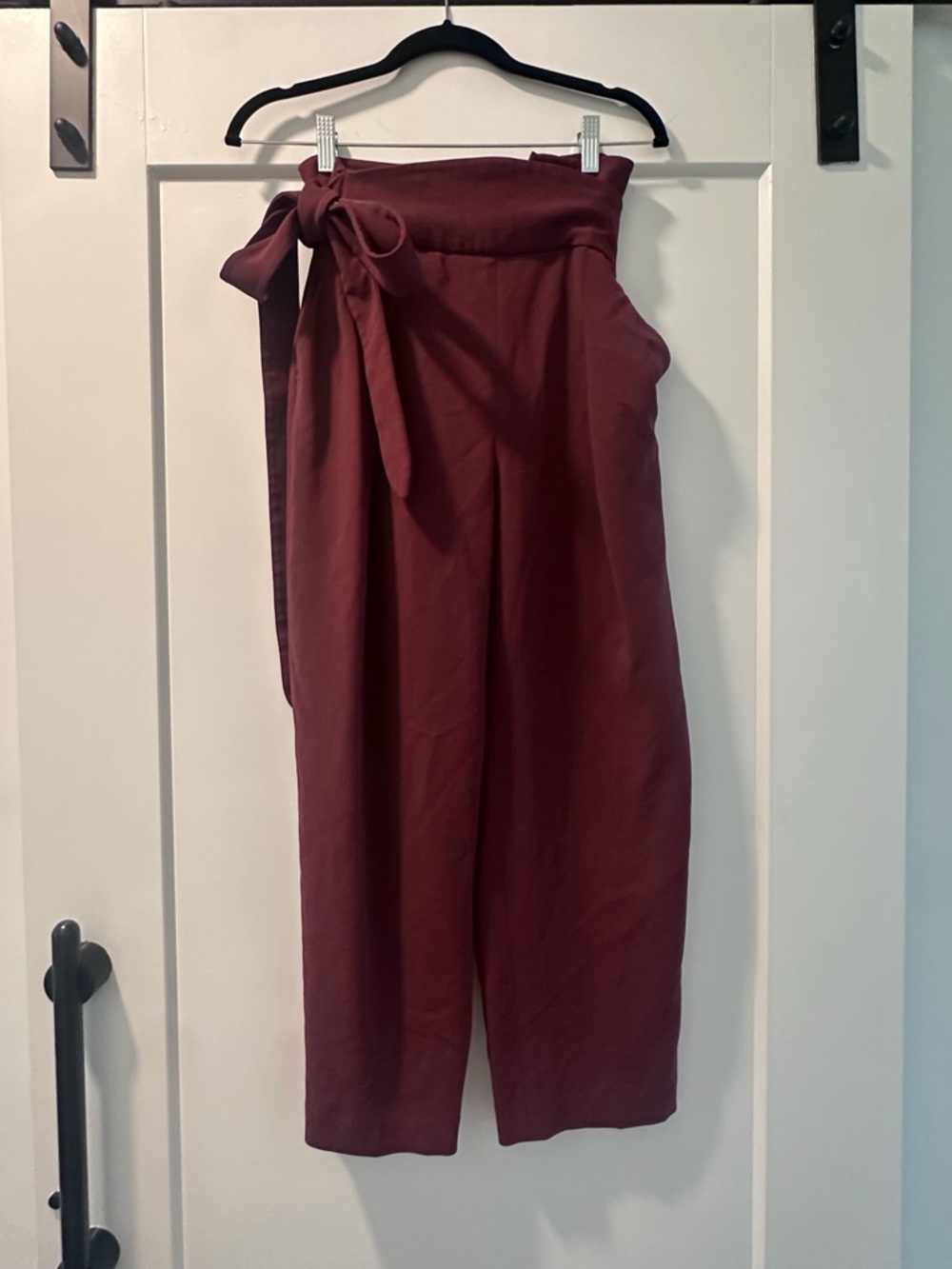 Wilfred Burgundy High-Waist Tie Wide-Leg Pants - Cropped